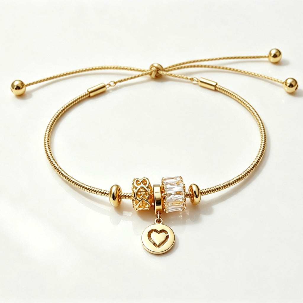 Gold Heart Charm Bracelet