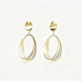 Gold Multi-Hoop Oval Drop Earrings