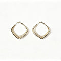 Gold Textured Square Hoop Earrings with crosshatch mesh interior