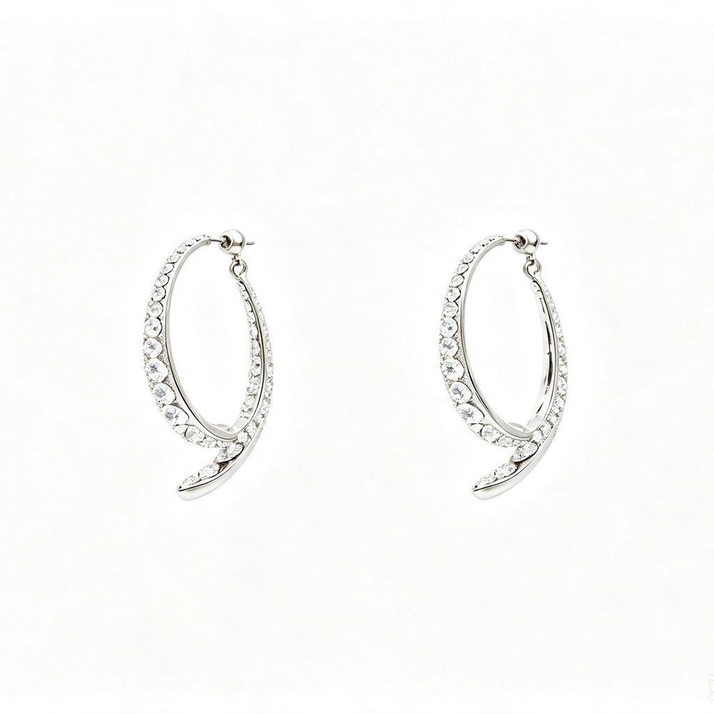 Gold Pavé Crystal Open Hoop Earrings