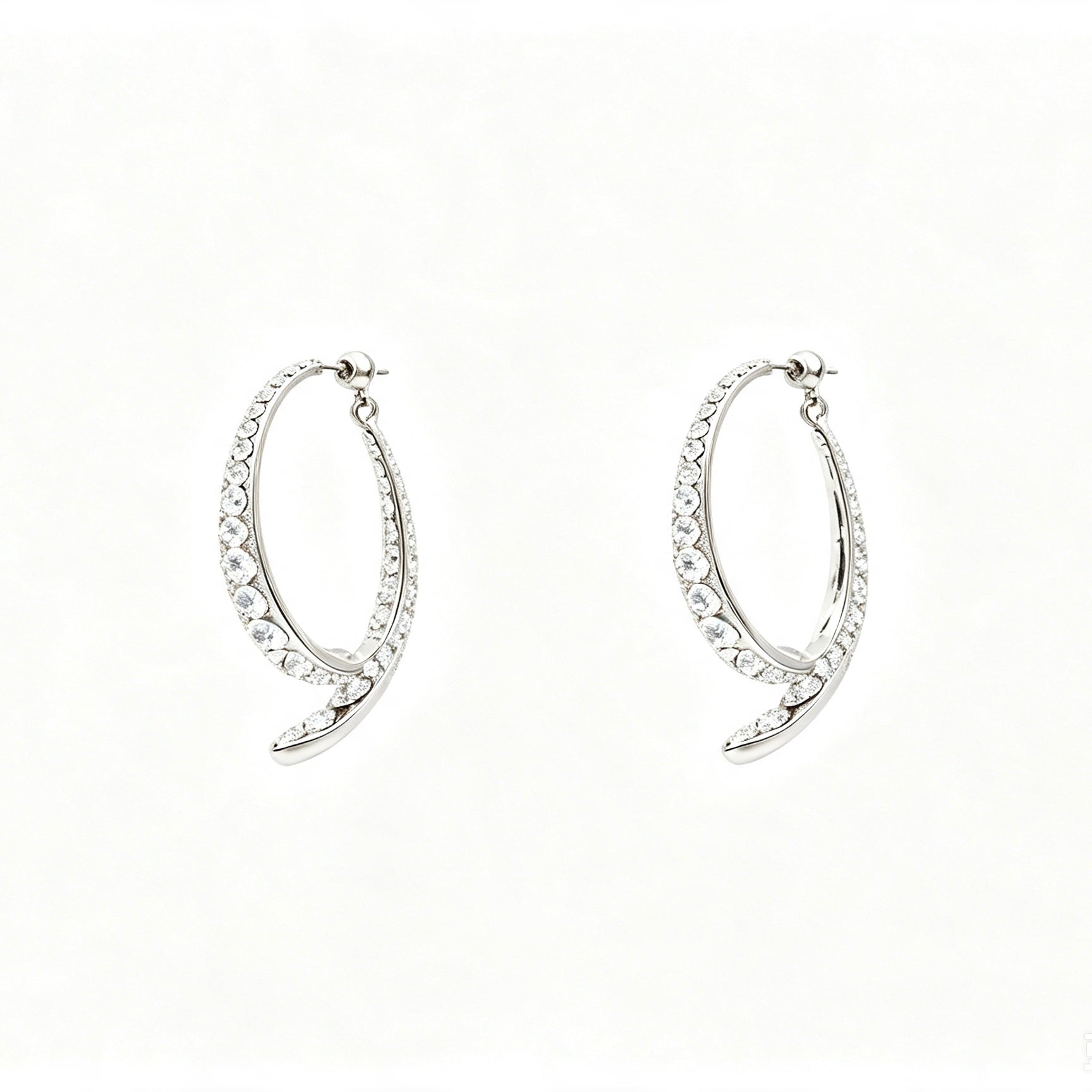 Gold Pavé Crystal Open Hoop Earrings