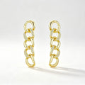 Gold tone curb chain link drop earrings with crystal pavé accents