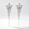 Crystal Star Tassel Drop Earrings