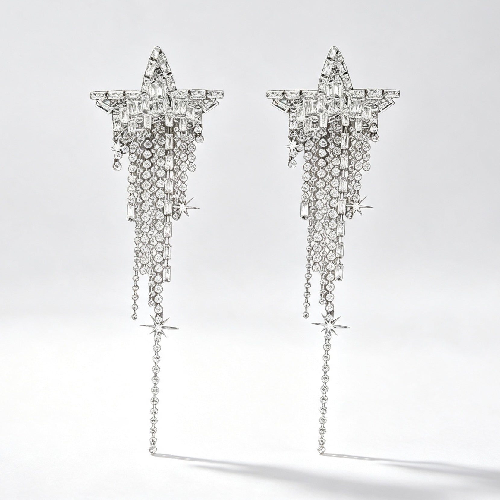 Crystal Star Tassel Drop Earrings
