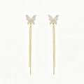 Crystal Butterfly Tassel Drop Earrings