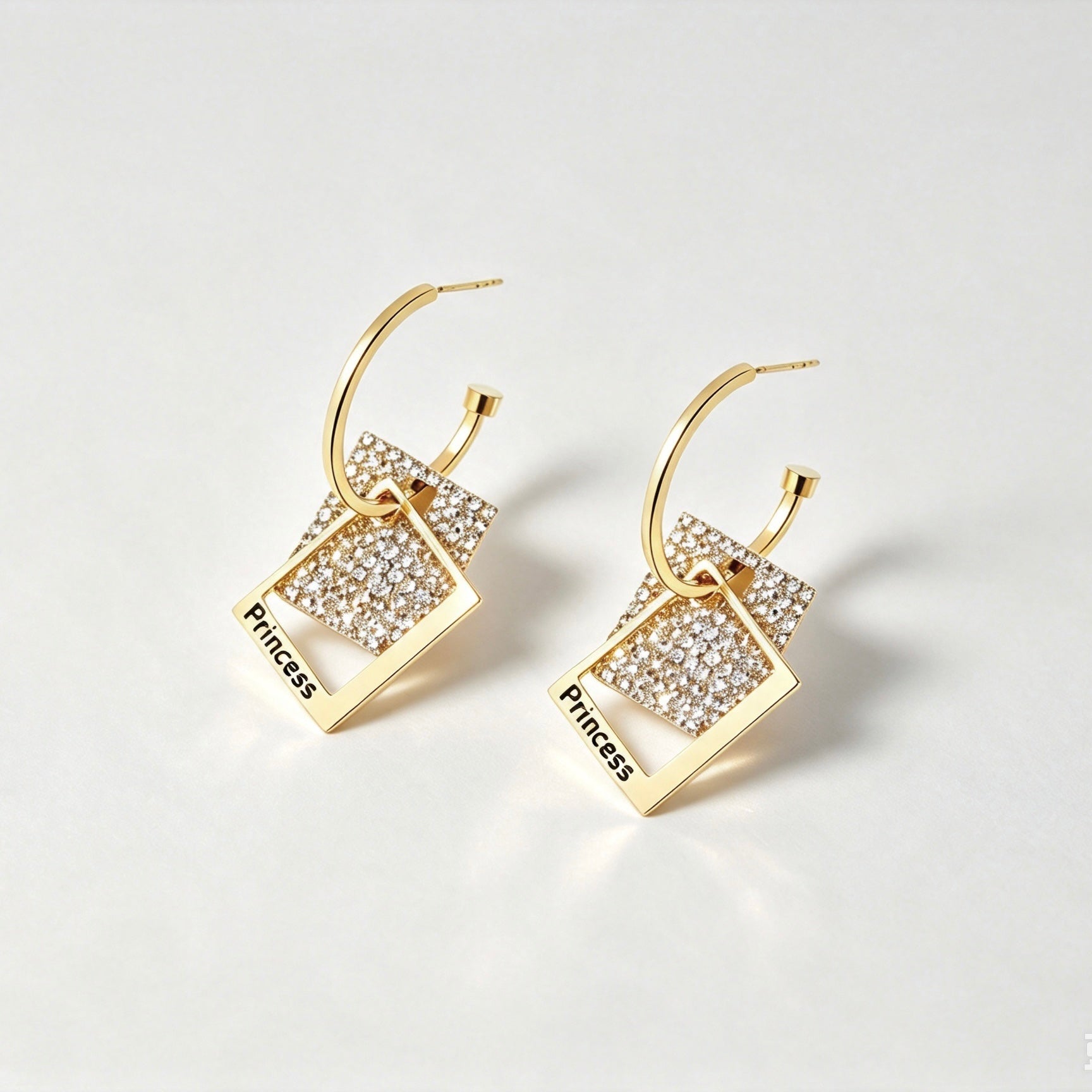 Princess Crystal Square Hoop Earrings
