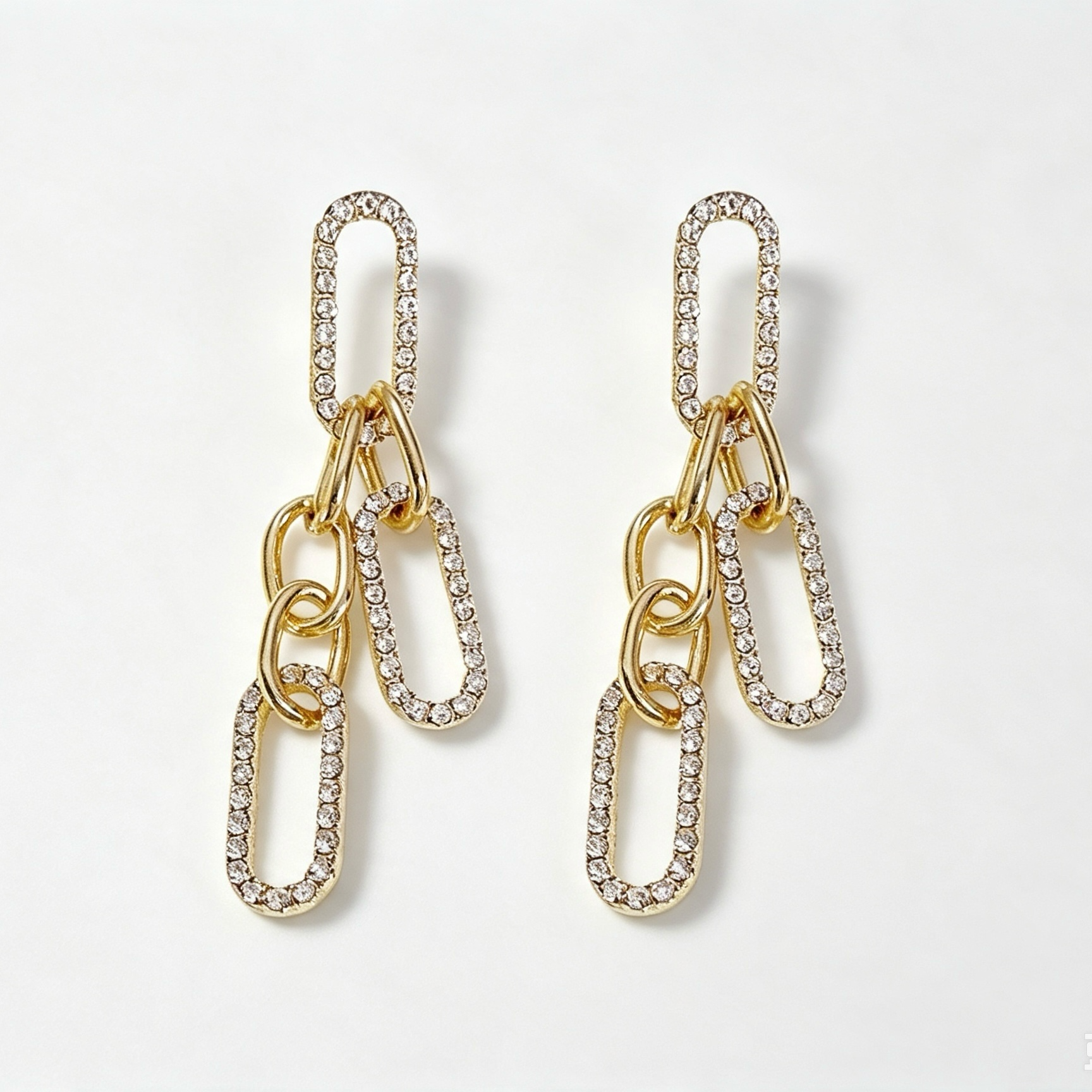 Crystal Oval Chain Link Drop Earrings