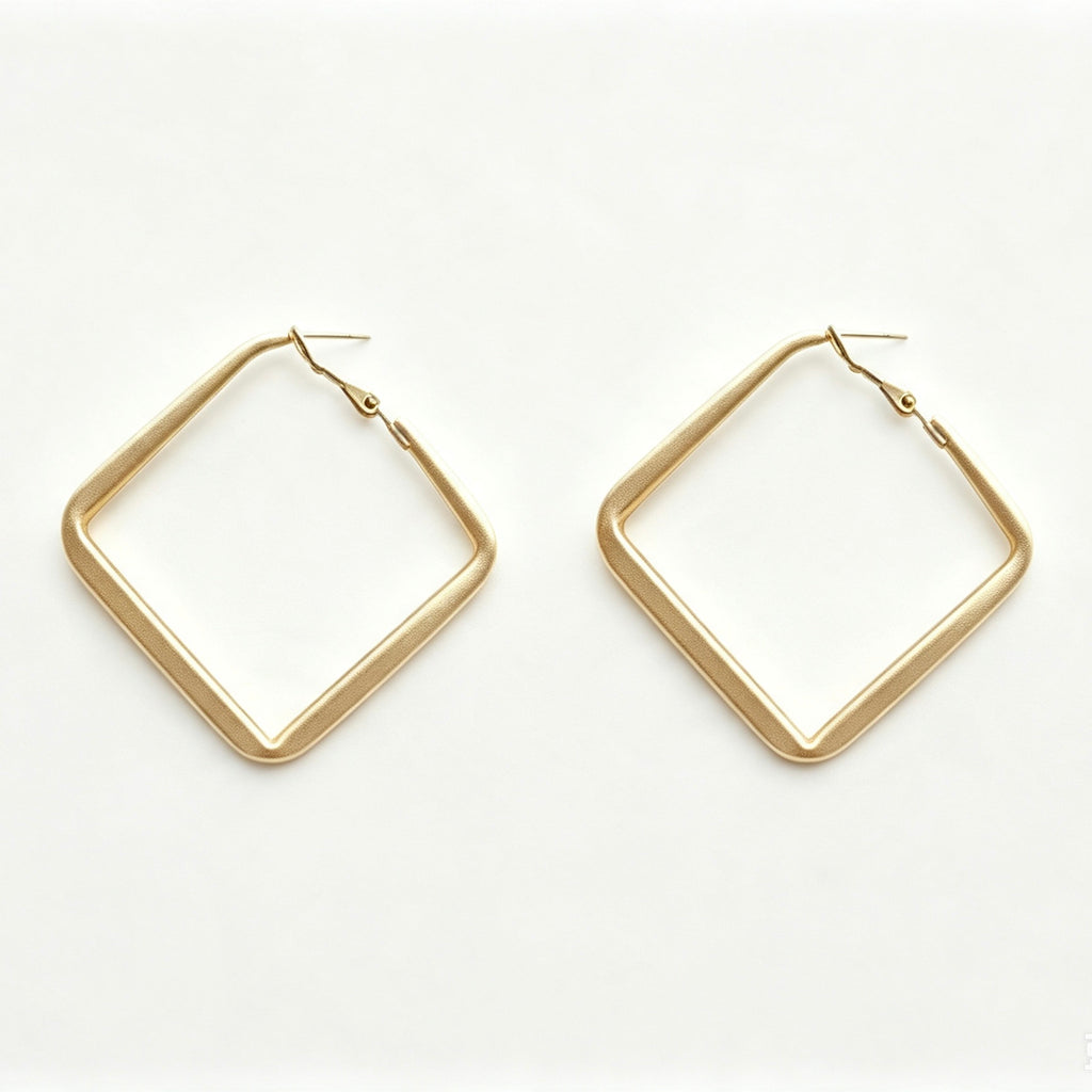Oversized Gold Square Hoop Earrings