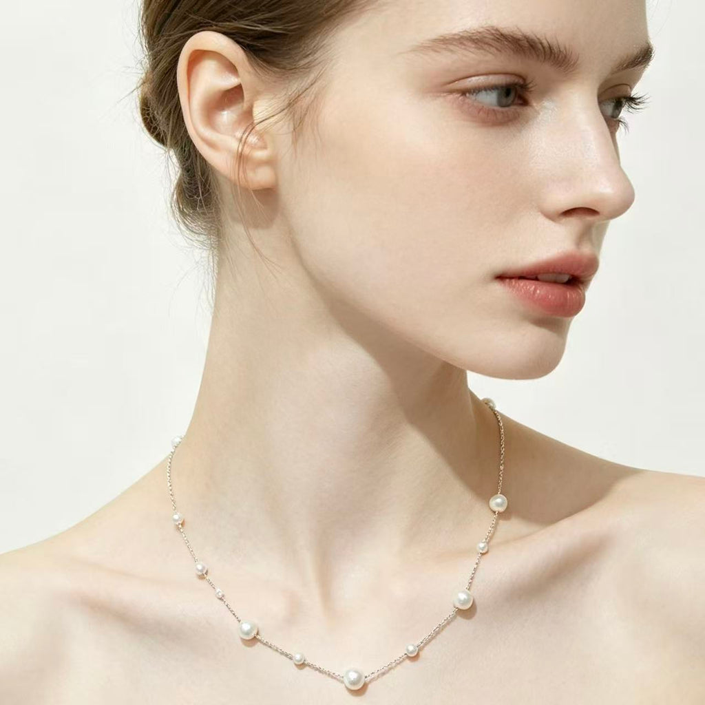 Floating Pearl Station Necklace