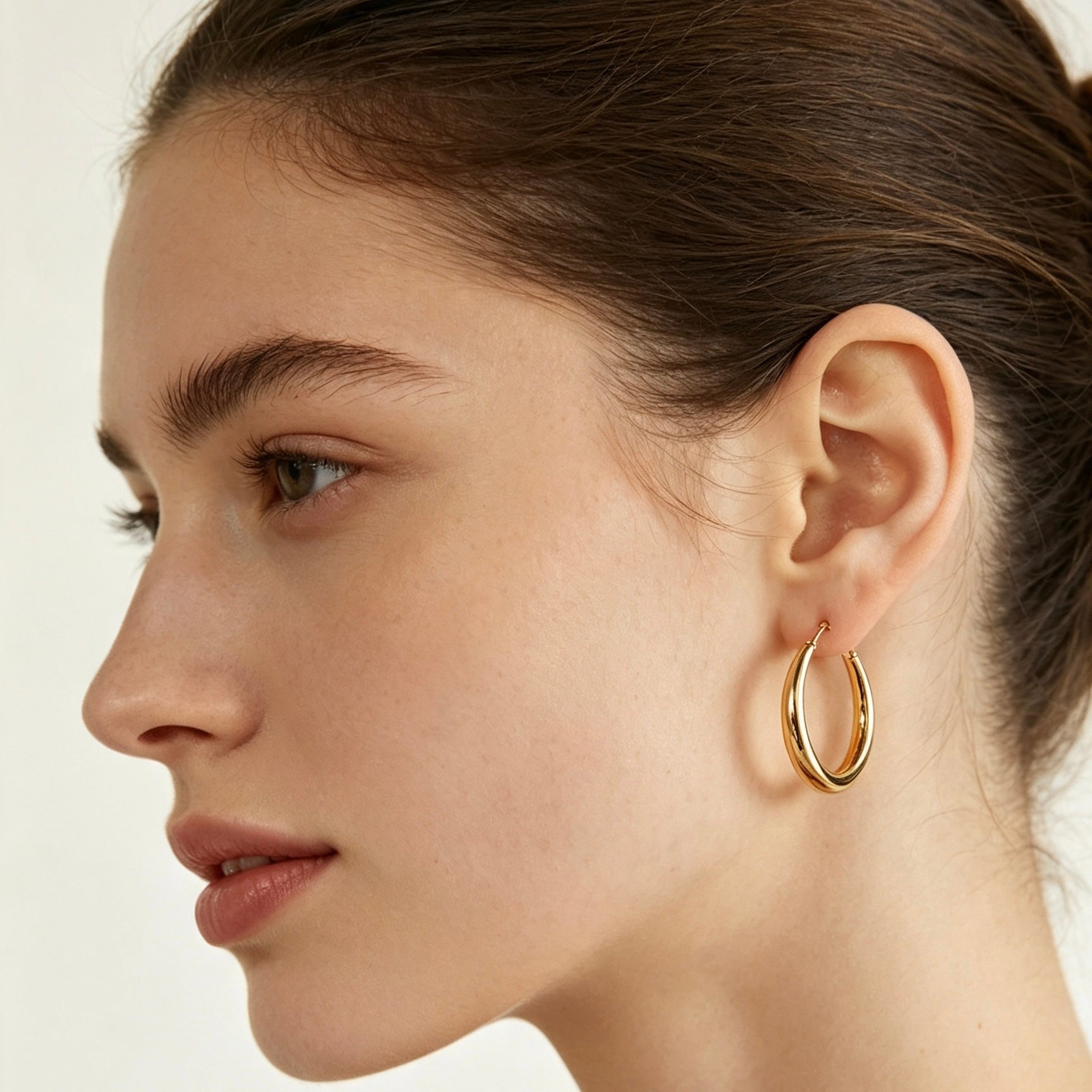 Gold Polished Tube Hoop Earrings