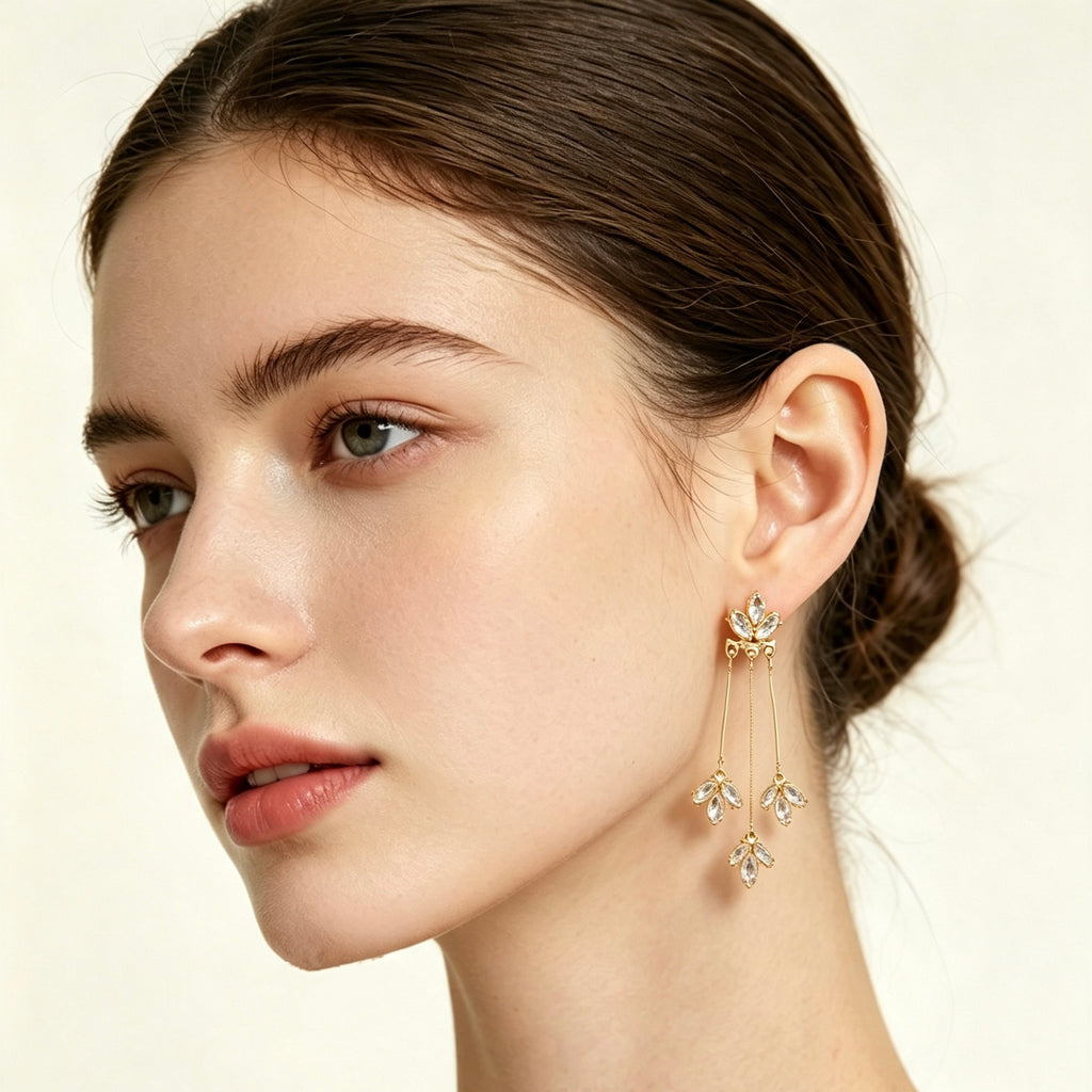 Crystal Marquise Tassel Drop Earrings