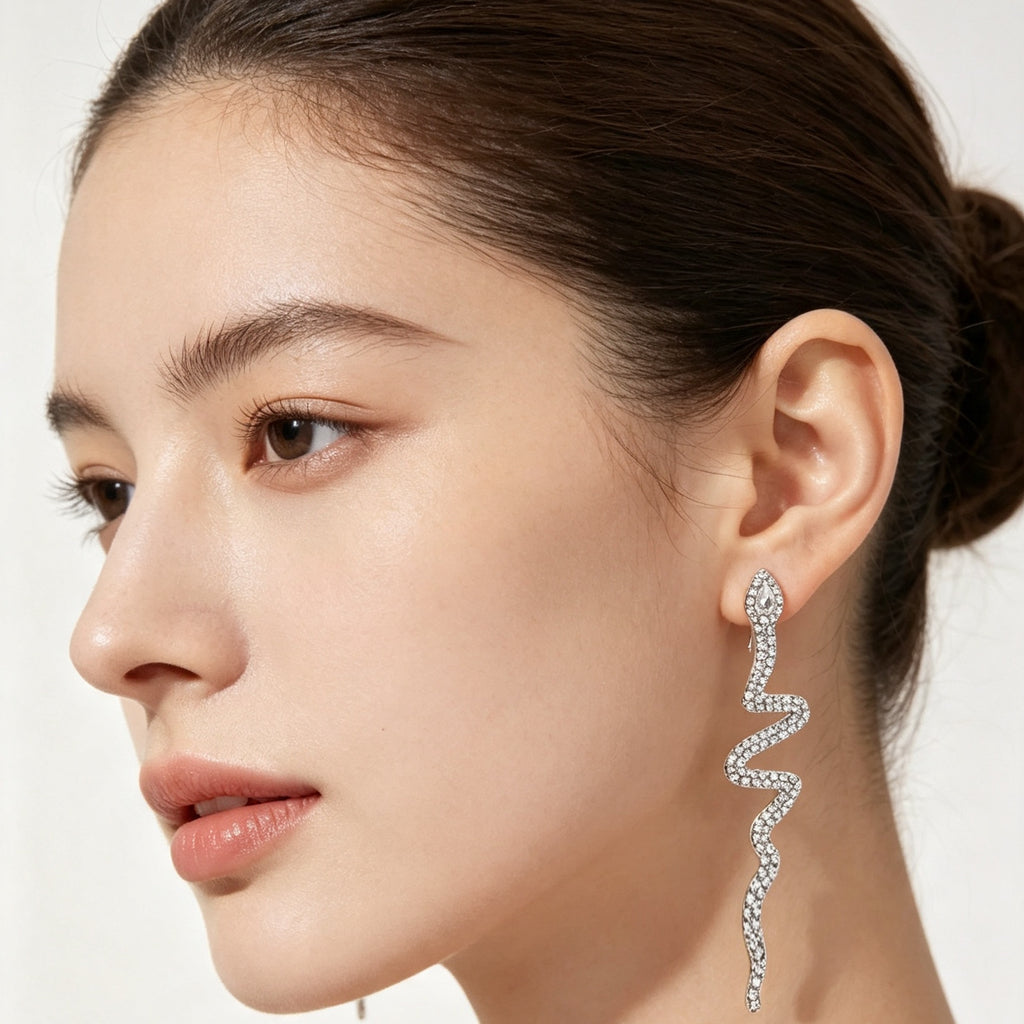 Crystal Snake Drop Earrings