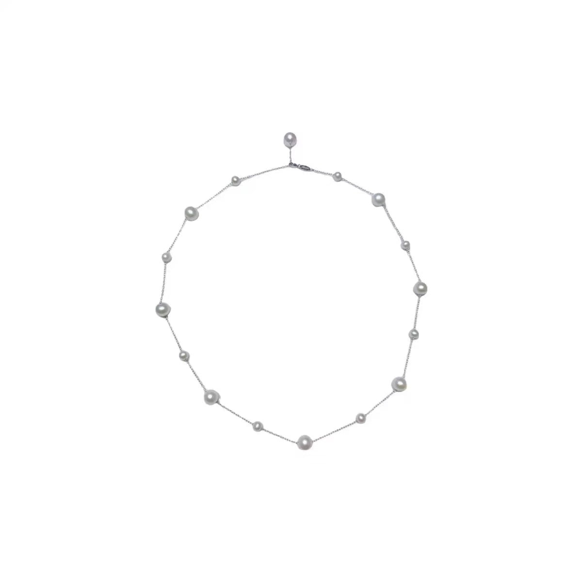 Floating Pearl Station Necklace
