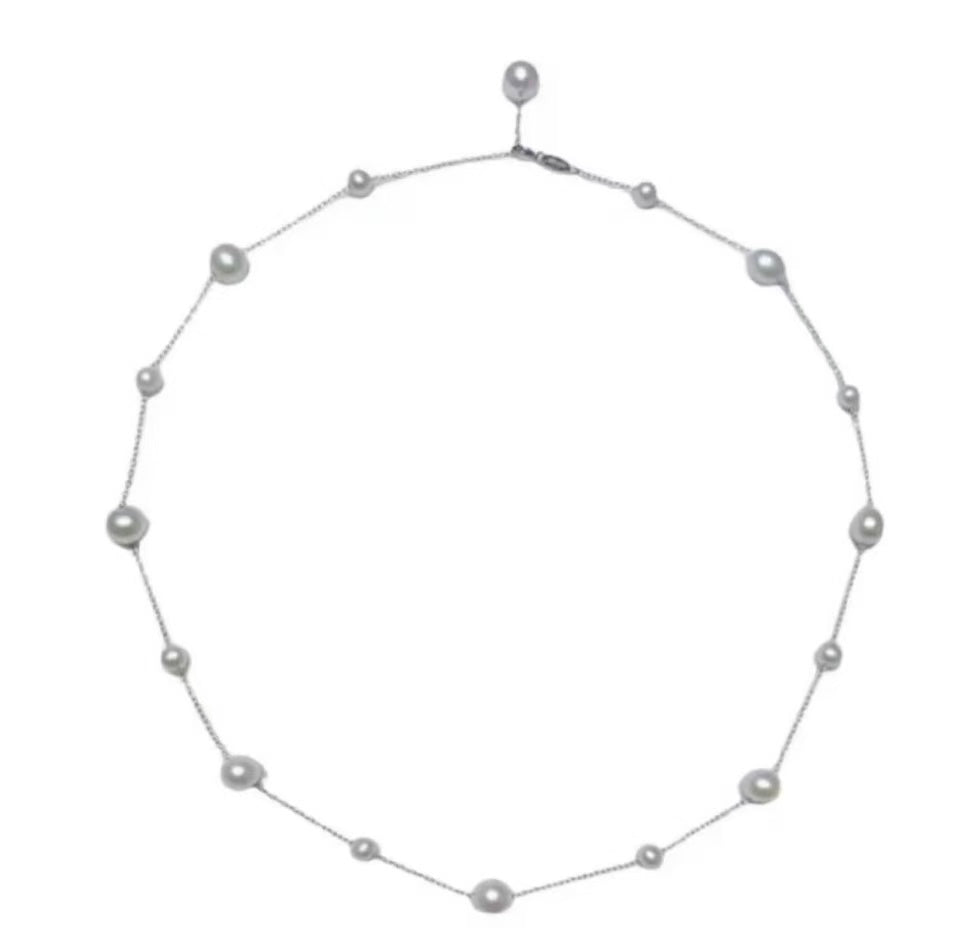 Floating Pearl Station Necklace