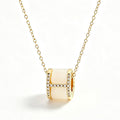 White Ceramic Pavé Crystal Barrel Pendant Necklace