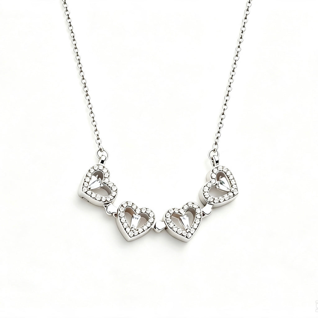 2-in-1 Crystal Clover Heart Magnetic Necklace