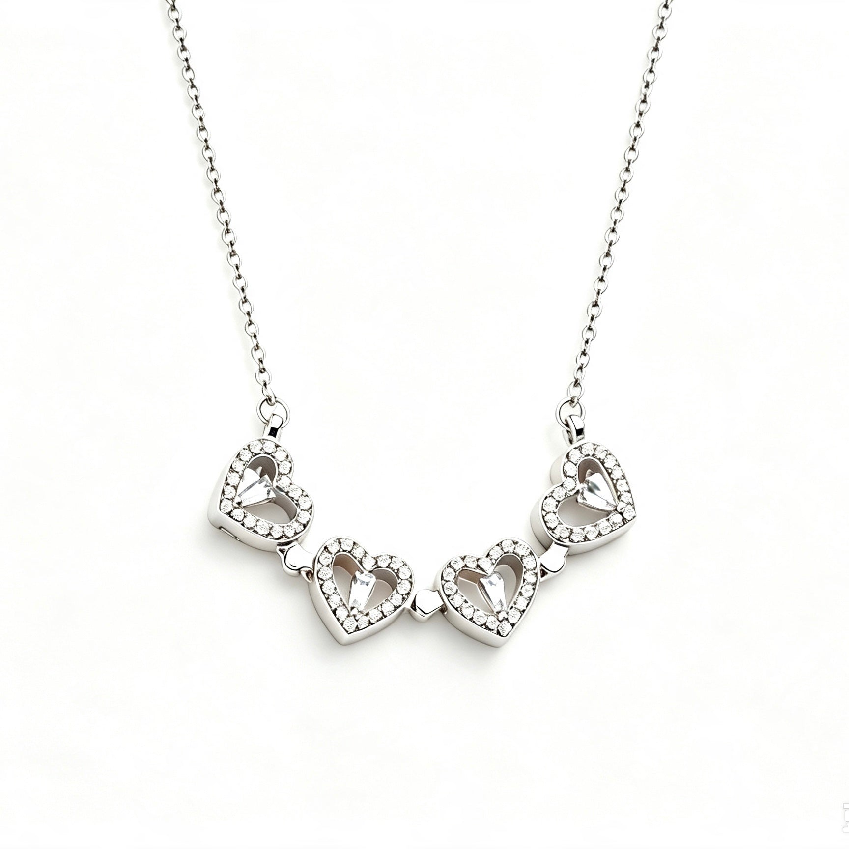 2-in-1 Crystal Clover Heart Magnetic Necklace