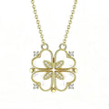 2-in-1 Gold Crystal Clover Heart Magnetic Necklace