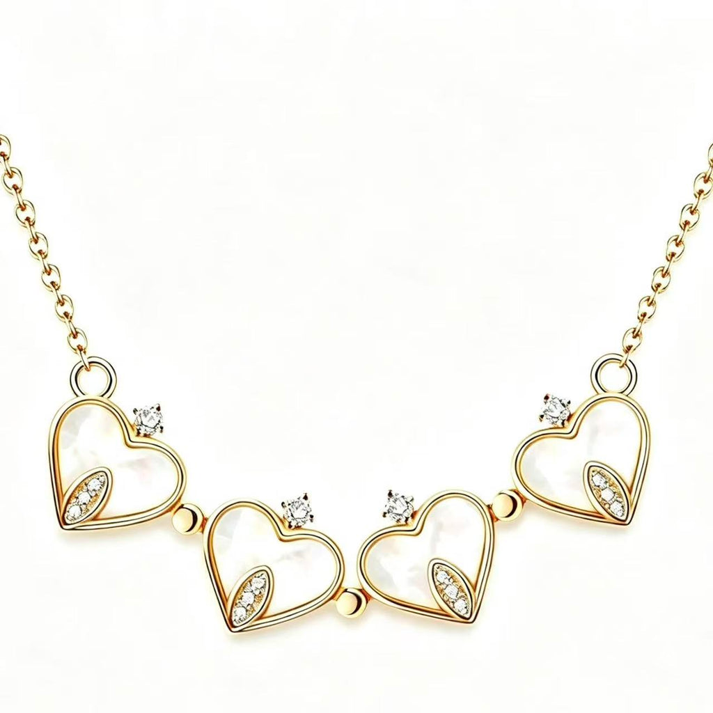 2-in-1 Gold Crystal Clover Heart Magnetic Necklace