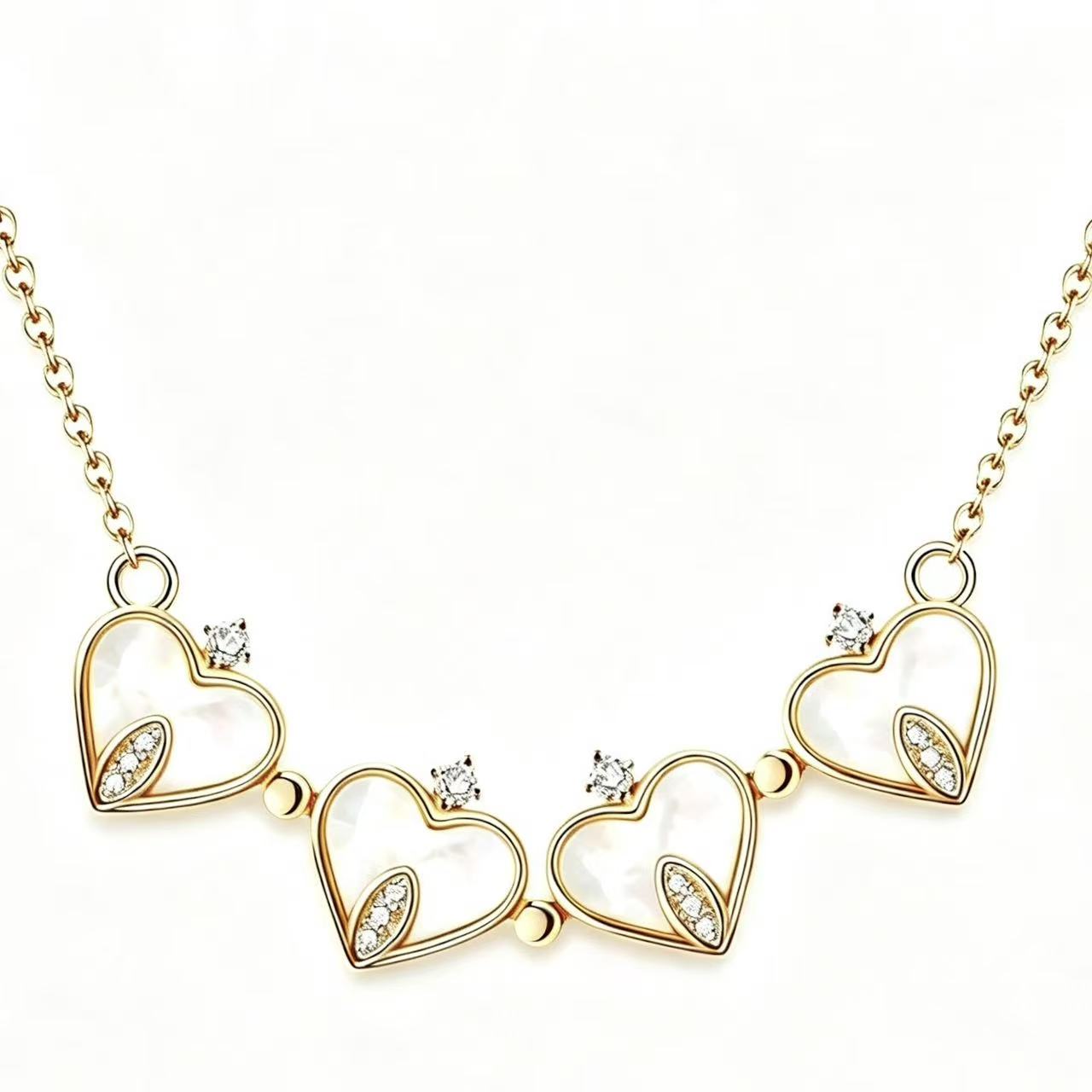 2-in-1 Gold Crystal Clover Heart Magnetic Necklace
