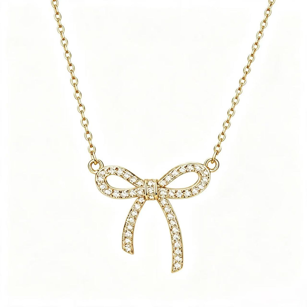 Full Pavé Crystal Bow Pendant Necklace