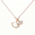 Dual Fan Ginkgo Pendant Necklace
