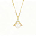 Crystal Crown Pearl Pendant Necklace