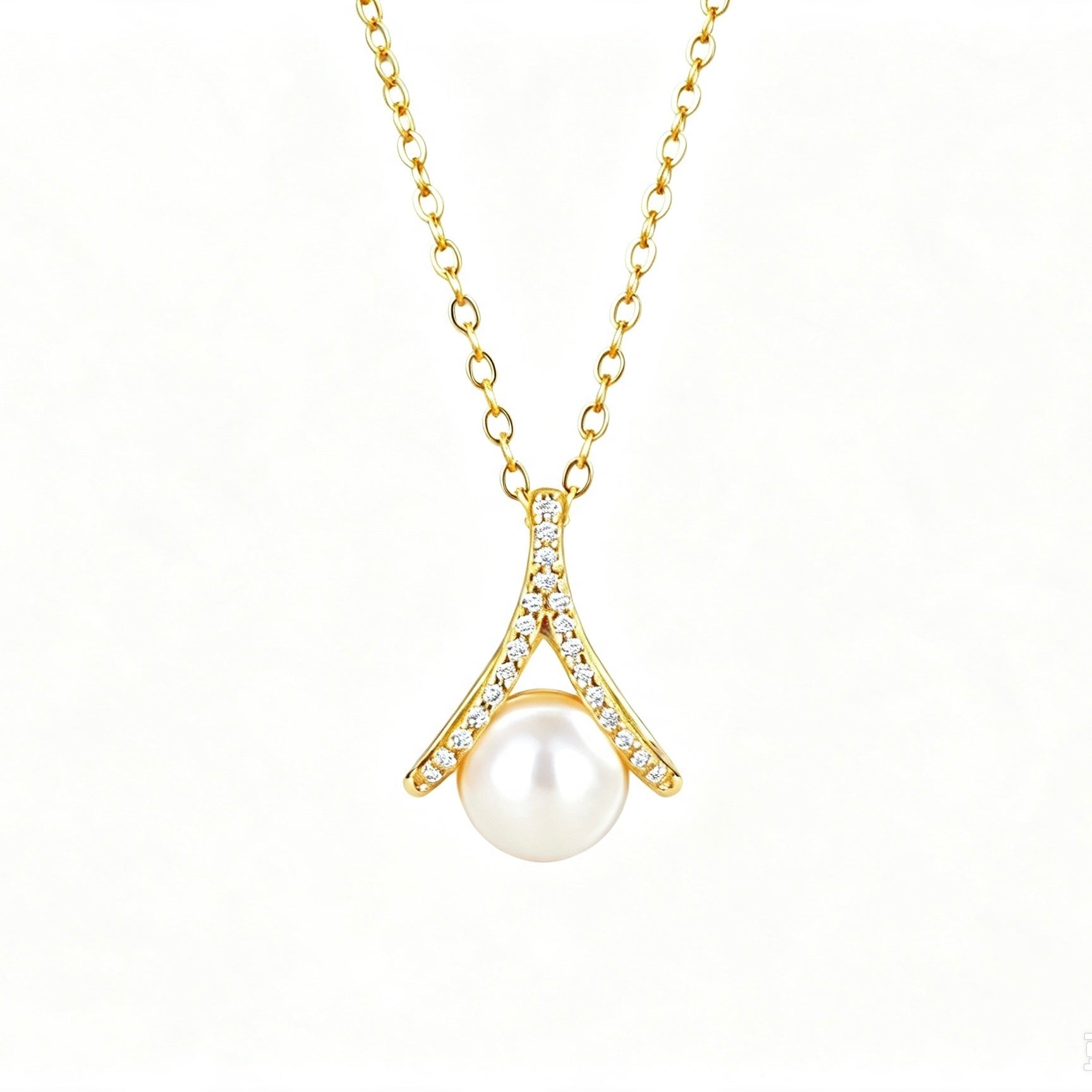 Crystal Crown Pearl Pendant Necklace
