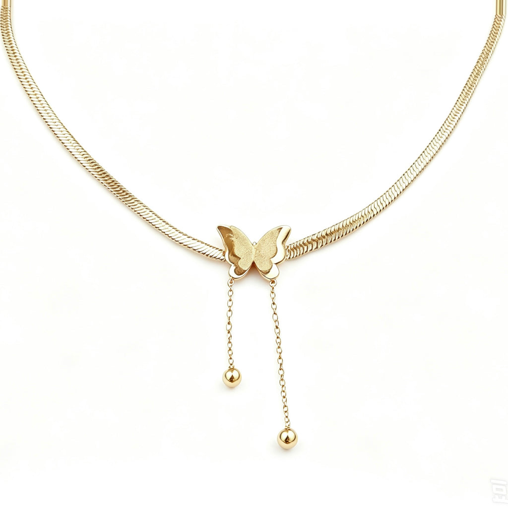 Butterfly Tassel Snake Chain Necklace