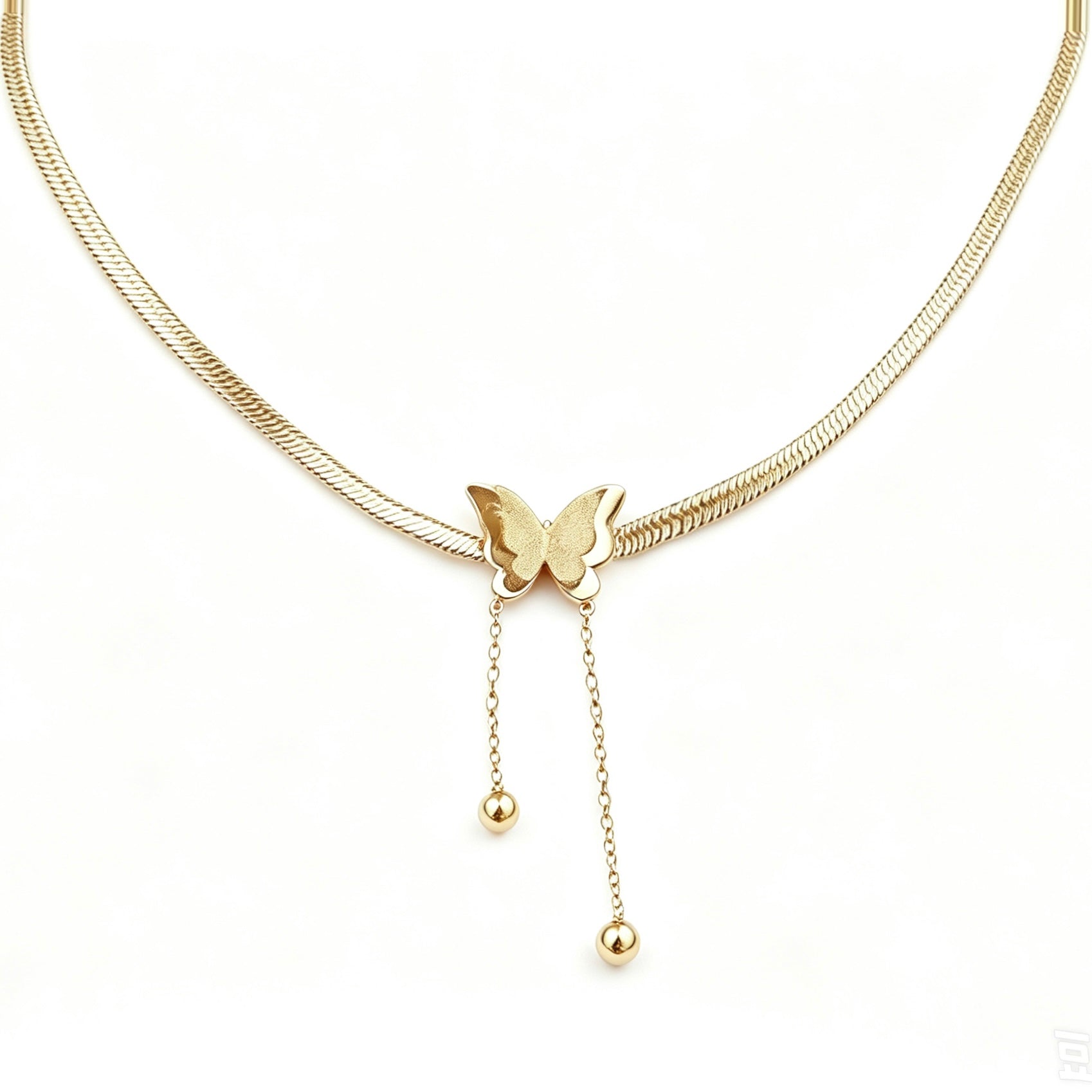 Butterfly Tassel Snake Chain Necklace