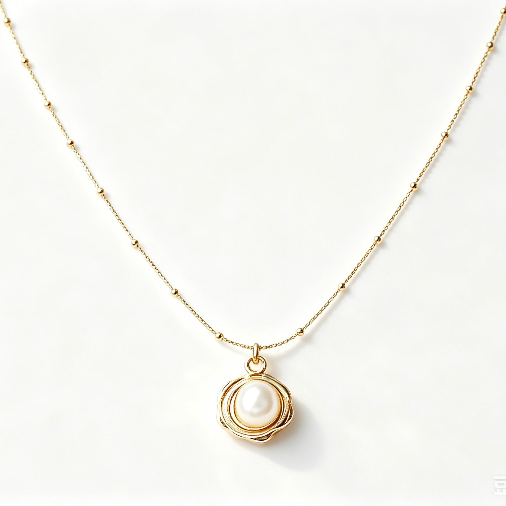 Swirl Nest Pearl Pendant Necklace