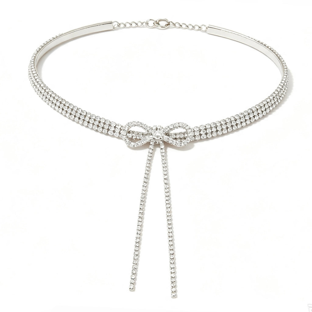 Crystal Bow Choker Necklace