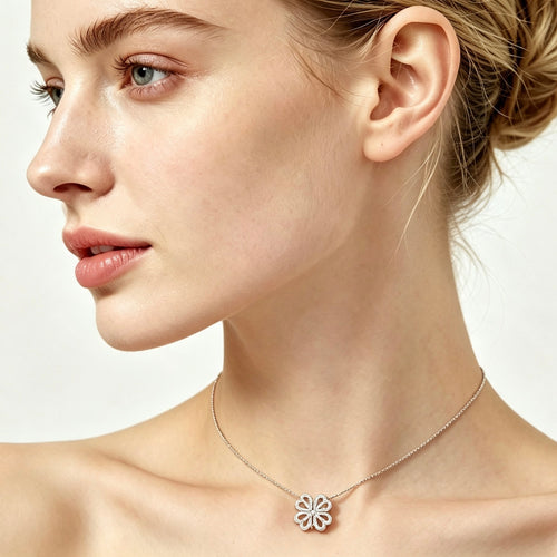 2-in-1 Crystal Clover Heart Magnetic Necklace