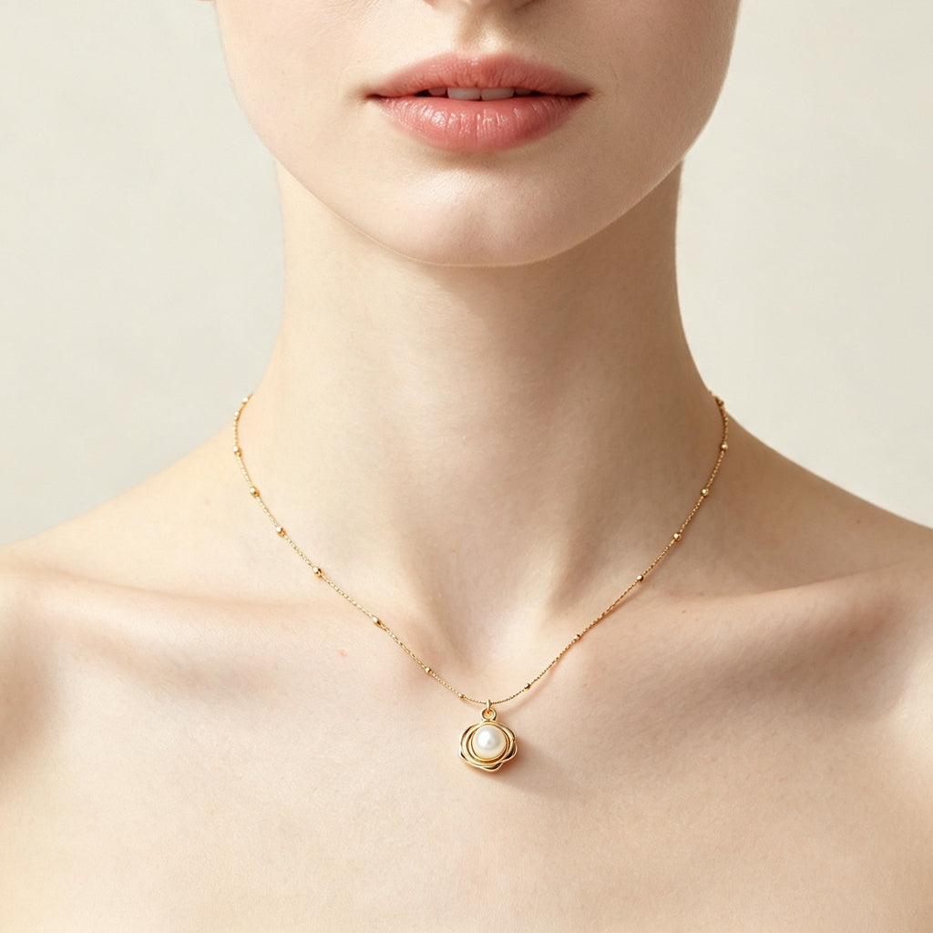 Swirl Nest Pearl Pendant Necklace