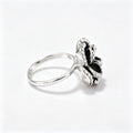 Black Floral Crystal Ring