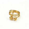 Gold Triple Spiral Ball Open Ring with graduating polished ball accents