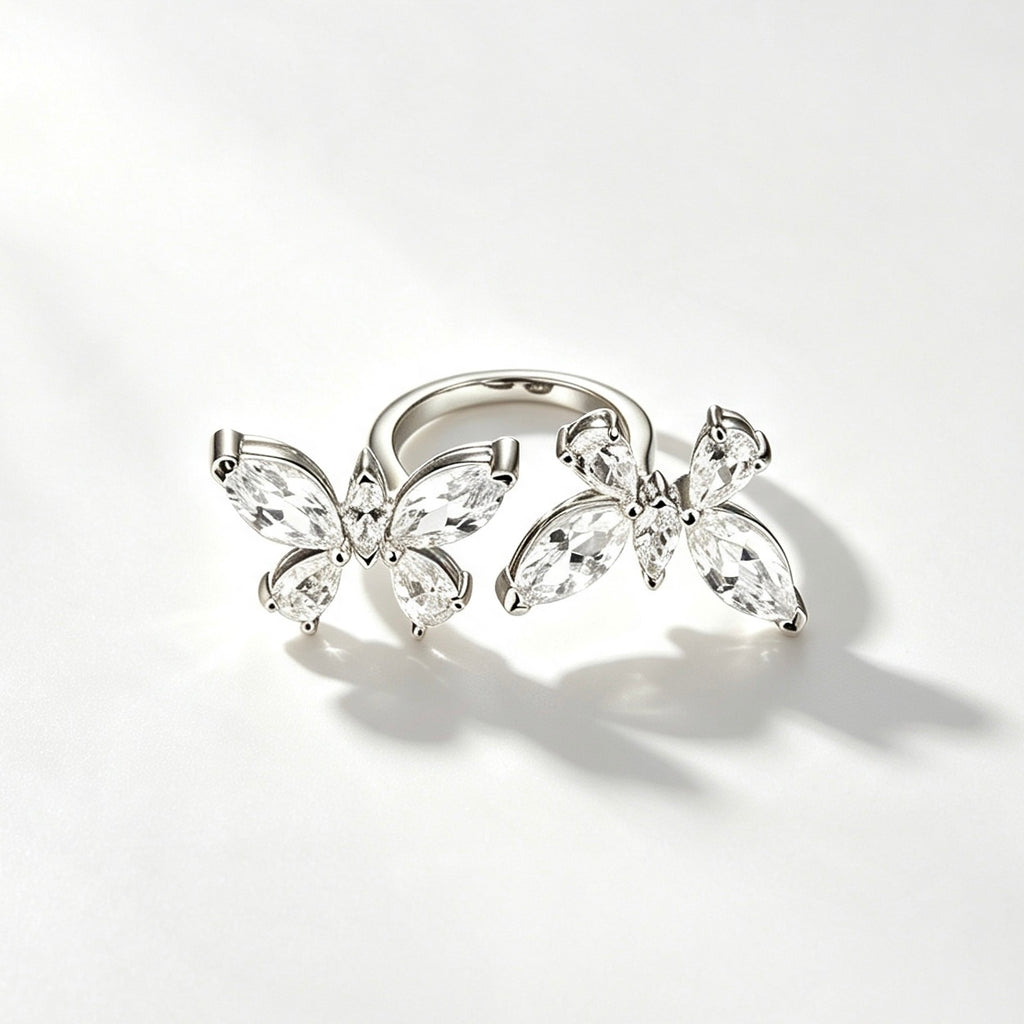 Crystal Butterfly Open Ring