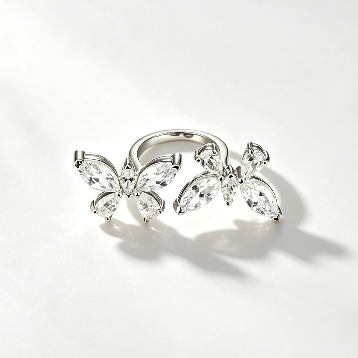 Crystal Butterfly Open Ring
