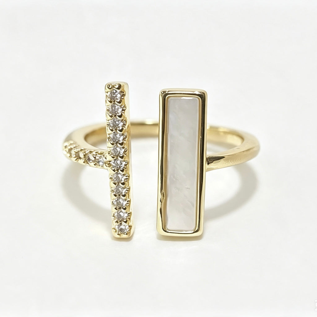 Mother of Pearl Dual Bar Open Ring