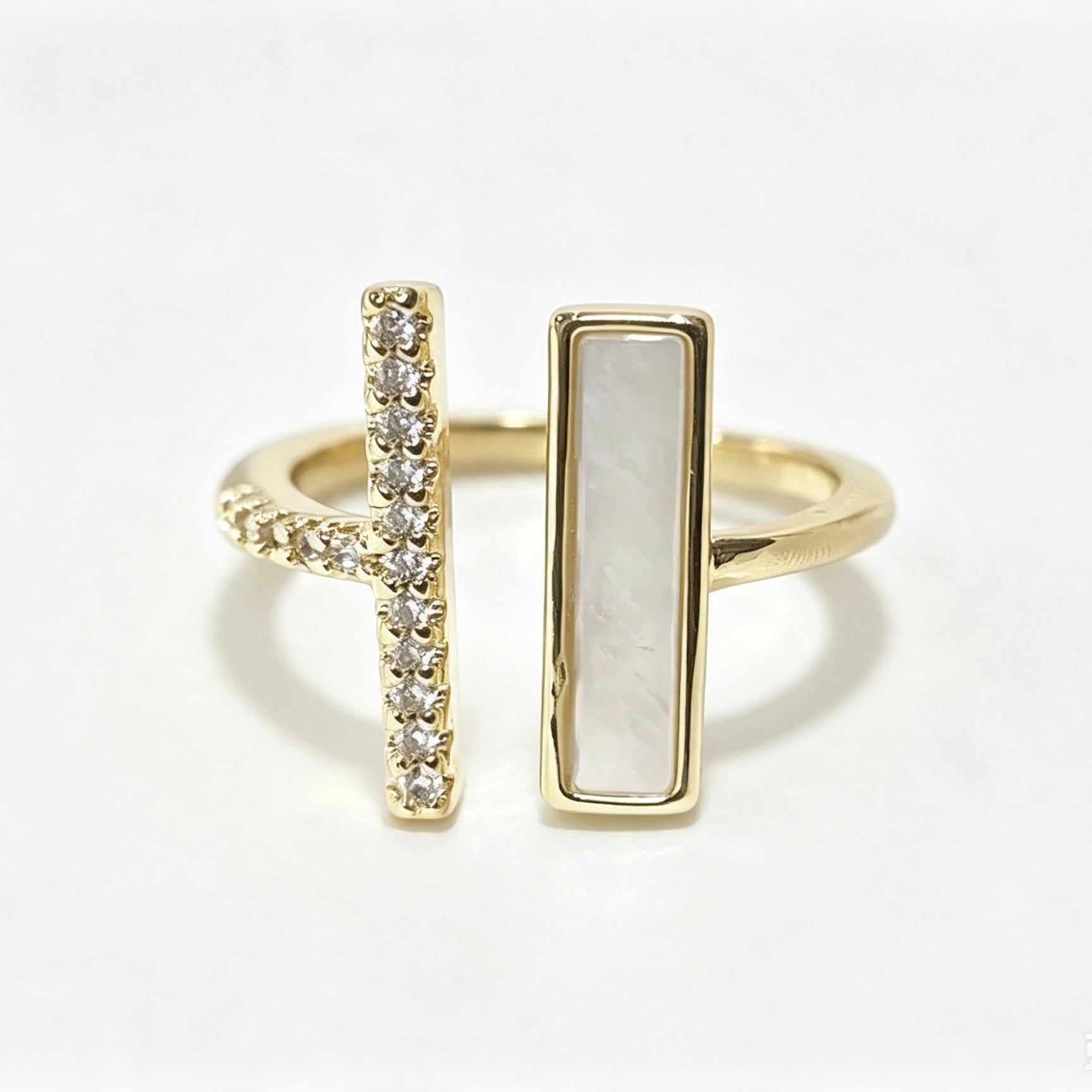 Mother of Pearl Dual Bar Open Ring