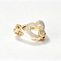 Gold Crystal Heart Ring with pavé zirconia and infinity band