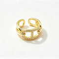 Gold Chain Link Crystal Ring