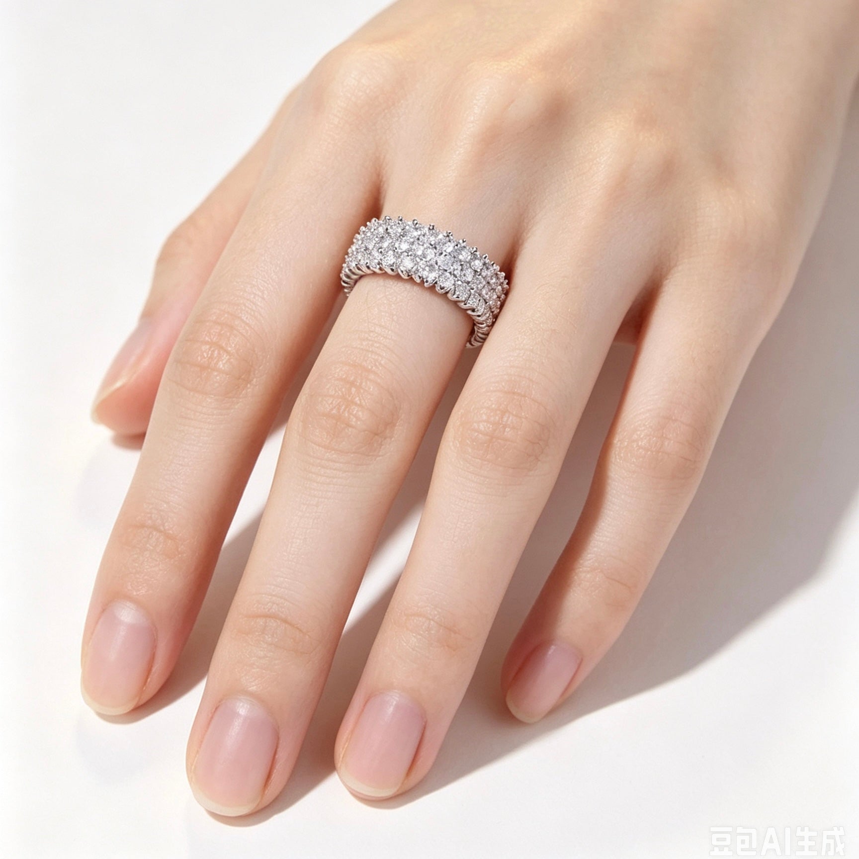 Triple Row Crystal Eternity Ring