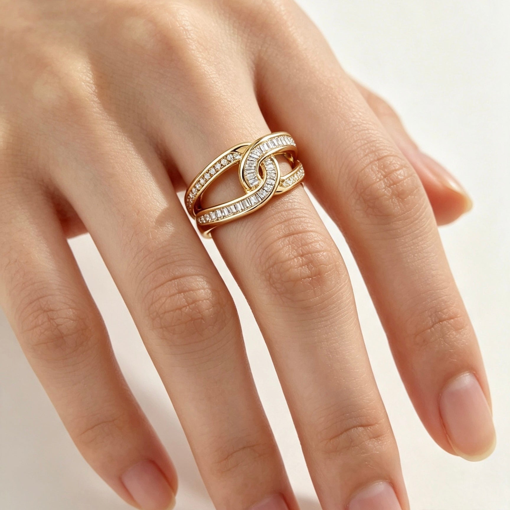 Baguette Crystal Open Ring