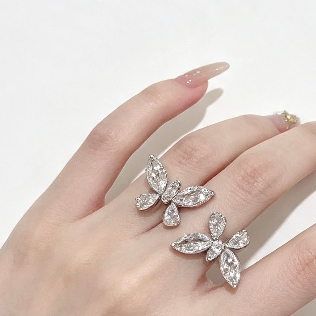 Crystal Butterfly Open Ring