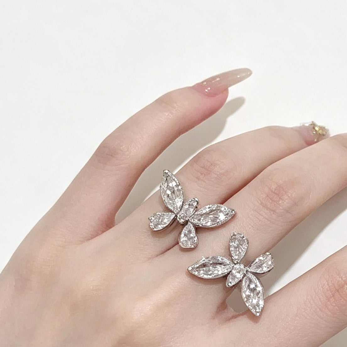 Crystal Butterfly Open Ring