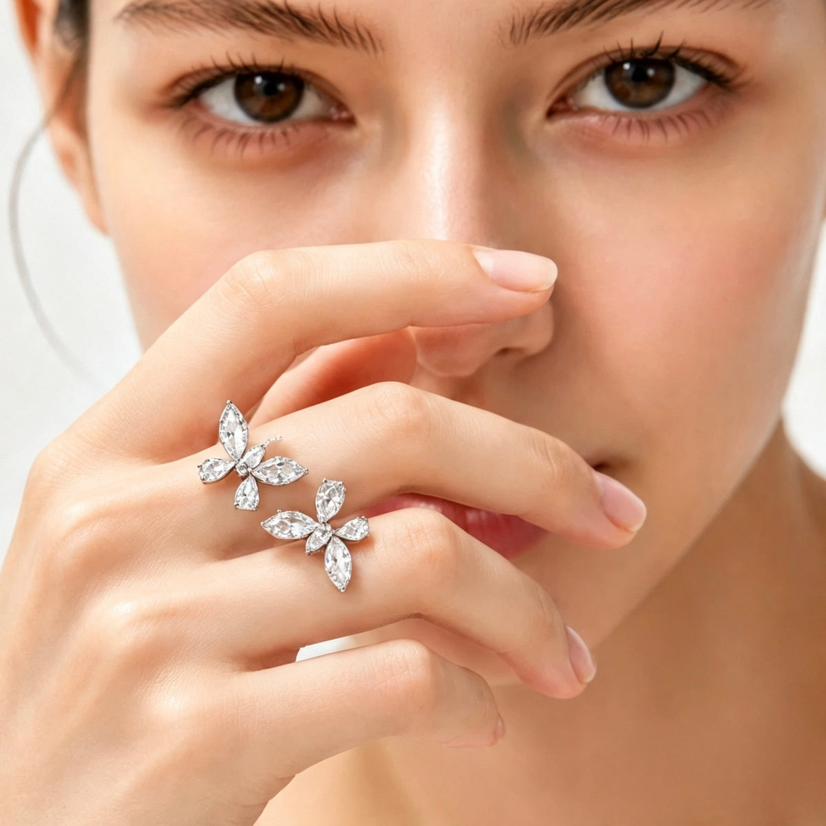 Crystal Butterfly Open Ring