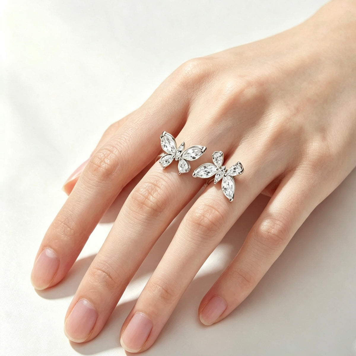 Crystal Butterfly Open Ring